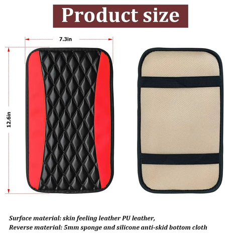 Fresh Fit Car Center Console Pad Red Waterproof Auto Interior Glow Up Heavy Duty PU Leather Armrest Cover 12.6 x 7.3 inches size