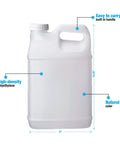 Two Pack Two And A Half Gallon Hedpak Liquid Storage Containers With Cap Food Grade HDPE Plastic Natural Color Heavy Duty Cap With Foam Liner Tight Seal For Shipping And Storing Liquids. 2.5 gal HDPE jug, 9 x 6.25 x 14.25 in, natural color