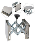 Top Shelf Heavy Duty Stainless Steel Lift Table With Manual Adjustable Height Screws For Precision Milling Machines And Industrial Woodworking Setup Durable Scissor Jack Platform High Load Capacity Professional Grade Equipment, showcasing scissor jack design and adjustable height feature.