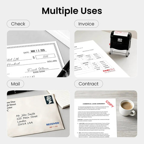 No Sweat Self Inking Date Stamp Engineered For Quick Adjustable Marking on checks, invoices, mail, and contracts.