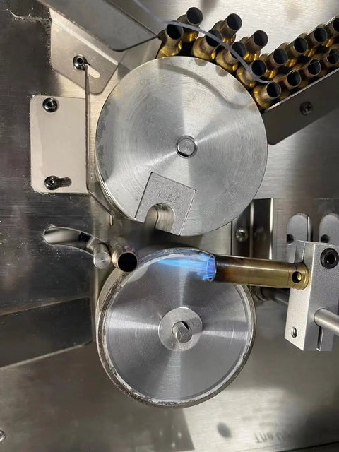 Beefy Brass Annealing Case Tool Kit With Diamond Grit Wheels And Stainless Steel Case, CNC Machined Parts, Pro Grade Heat Treating in use