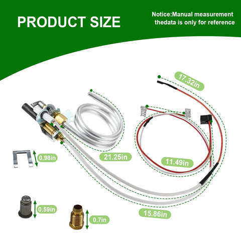 Water heater parts assembly kit with thermopile, tubing and wiring for Whirlpool, A.O. Smith and other gas water heaters