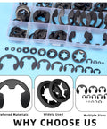 261 Pcs Lock Washer And E Clip Kit with 100 Internal Tooth Star Washers and 160 E Ring Circlips on display