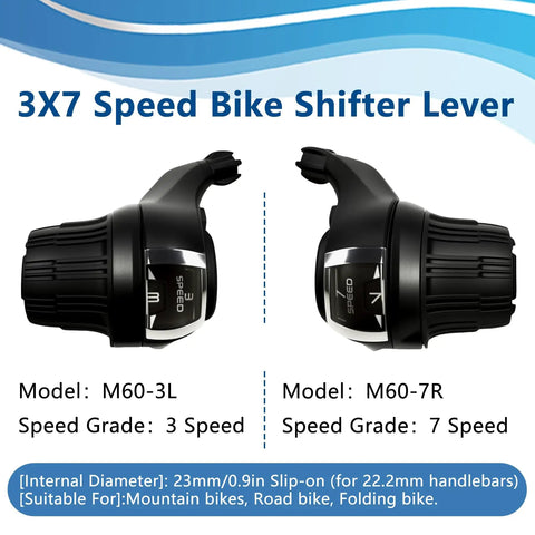 3x7 Speed Twist Shifter Lever Set For Mountain Bikes 21 Speed Shifter With Non Slip Rubber Grips Front And Rear Gear Shifter Pair