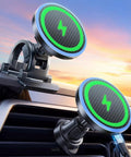 2-In-1 MagSafe Wireless Car Charger Mount With 15W Fast Charge Magnetic Phone Holder for dashboard and air vent