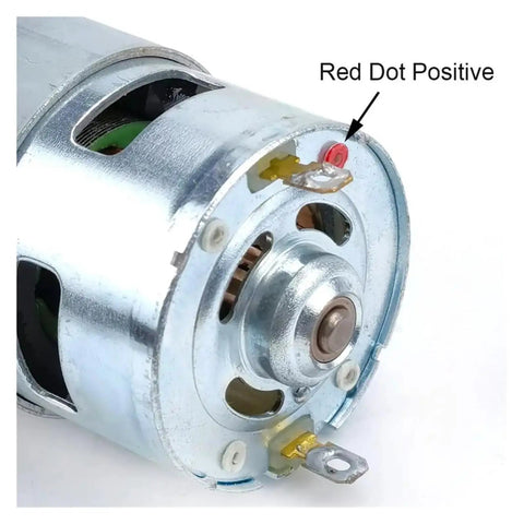 Rock Solid 775 Dc Motor 15000 Rpm High Speed Blower showing red and yellow wire connections for easy setup and installation.
