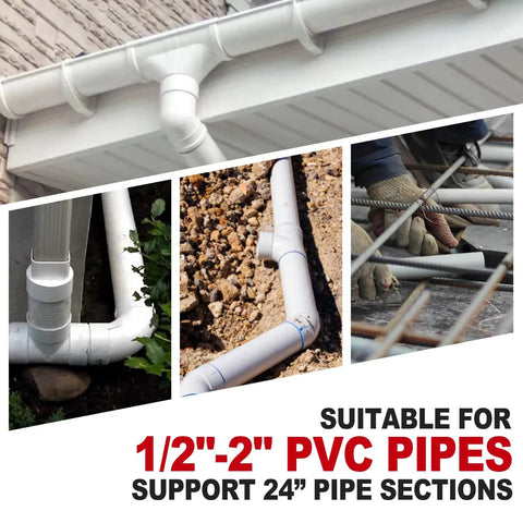 Metlead 1/2 To 2 Inch Pvc Conduit Bending Heater, 1700W Electric Pipe Bender For 24 Inch Sections shown in use with PVC pipes.