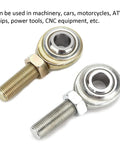Built Tough Heavy Duty Rod End Heim Joint Set With Half Inch Bore And Half Inch 20 RH LH Male Threads, Stainless Steel, Corrosion Resistant, High Load Lateral Capacity 12200 Lb, Universal Fit For Cars, Motorcycles, ATVs, Boats, CNC Equipment., 2 rod ends