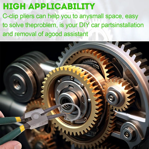 7 Inch Heavy Duty Snap Ring Pliers Set For Retaining Rings Internal And External Removal With Straight Tips in use on machine gears