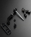 Ultra Portable Bike Wheel Truing Stand For On The Go Rim Adjustment, MTB and Road Bike Wheel Repair Tools, compact parts on black surface