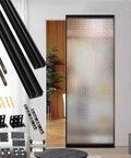 Straight Up Concealed Sliding Door Hardware Kit Smooth Trackless System Adjustable 24 To 60 Inch parts with frosted door background.