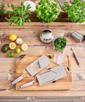 Pro Slicer With V Blade Stainless Steel 46 Cm For Quick No Fuss Clean Slices In Your Kitchen Ergonomic Handle shown on wooden board