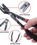 Heavy Duty Carbon Steel Panel Clip Pliers For Automotive Door Trim And Upholstery Removal Plus Chrome Coated Design shown with spring-loaded handle and anti-slip grips.