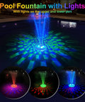 Floating Pool Fountain With Underwater Light Show And Anchor, Two Spray Modes, Colorful Night Water Display For Inground And Above Ground Pools, Durable Pump, Easy Setup, And Fun Pool Decor creating colorful light show in pool at night