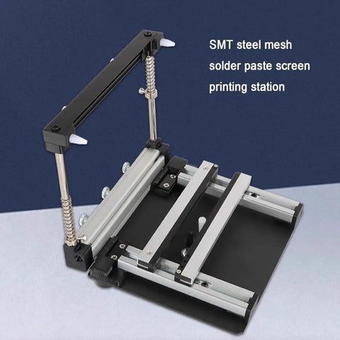 Pro-Grade SMT Steel Mesh Solder Paste Printing Table For PCB Stencil Printer With Precise Positioning No-Fuss Manual Paste Printing For Small To Medium PCB Assembly 20 Cm. manual SMT solder paste printing table with adjustable frame and metal rails