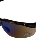 Blue Mirror Safety Glasses With UV Protection Anti Scratch And Anti Fog Coating Impact Resistant Windproof Eyewear For Outdoor Work Construction close-up side view