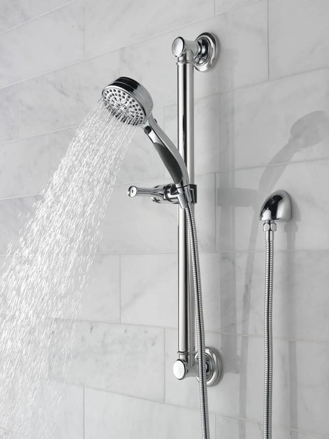 9 Spray Slide Bar Handheld Shower With Hose Chrome Finish Detachable Shower Head Adjustable Bar Kit For Easy Rinse