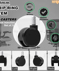 Silky Smooth Office Chair Casters With 10mm Stem And 22mm Shaft slick swivel rollers set of five, showing various angles and smooth design.