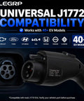 40 Amp Level Two Electric Vehicle Charger 9 Point 6 Kilowatt J1772 Standard with compatibility for over 40 EV models.