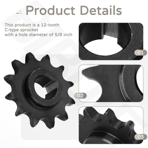 Twelve Tooth Five Eighth Inch Bore C Type Jackshaft Sprocket For Forty, Forty One And Four Twenty Chain details