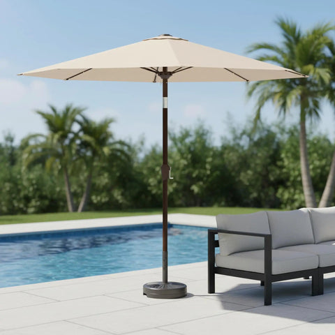 Heavy Duty Water Filled Umbrella Base Stand, 81.5 Lb Max Capacity, Dual Knob Locking System, poolside patio setup