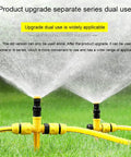 360 Degree Rotation Auto Irrigation Sprinkler System for Lawn featuring yellow nozzles spraying water on grass