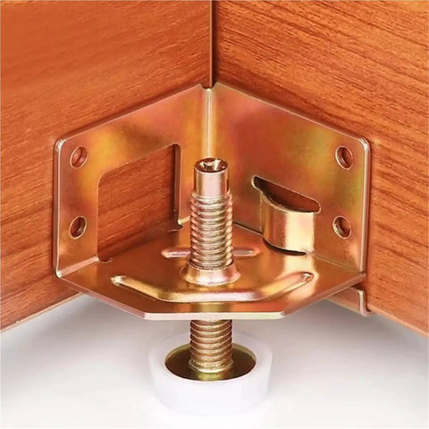 Adjustable Furniture Feet Set 8 Pack For Workbenches And Tables Levelers For Uneven Floors Heavy Duty Foot Pads corner mount view