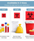 Built Different High Visibility Biohazard Warning Stickers 250 Roll Pack Of Hella Durable Self Adhesive Safety Decals For Medical Labs Clinics And Industrial Sites in 1x1, 2x2, and 4x4 sizes displayed.