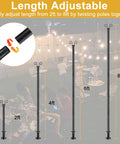 Two Pack 8 Foot Heavy Duty Metal String Light Poles For Outdoor Deck at 2ft, 4ft, 6ft, 8ft heights with people using them