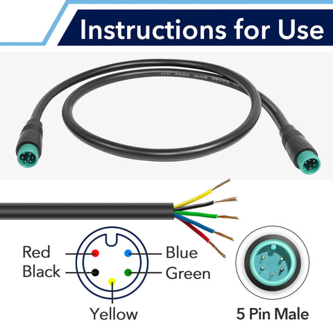 5 Pin Male To Male Ebike Extension Cable For Julet Compatible With Expand Light And Twist Throttle 5 Pin Display Extension Cable Waterproof IPX6 Heavy Duty E Bike Accessory Built For Rough Rides