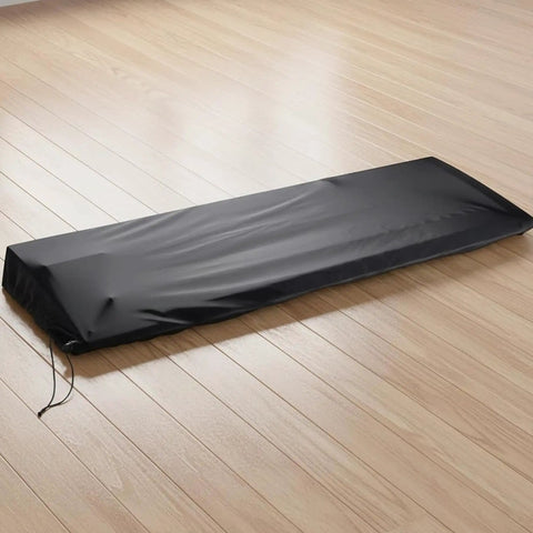Stretchy Dust Cover For 88 Key Digital Piano Keyboard, Flexible 60 By 22 By 8 Inch Protector with Adjustable Cord Lock on Wooden Floor