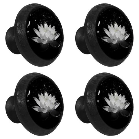 4 Piece Round Drawer Pulls And Knobs For Cabinets And Drawers With Fantasy Flower Lotus Design Easy Install Rust Resistant