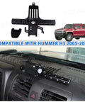 Badass Car Phone Mount For Hummer H3 2005 To 2009; heavy duty metal dashboard holder with adjustable grip.