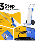 3-step assembly instructions for Powerful Electric Stair Climbing Dolly With Eight Hundred Eighty Pound Capacity.