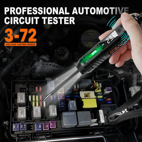 3-72V DC Automotive Test Light Bidirectional Volt Circuit Tester For Car Electrical Troubleshooting, Wider Voltage Range To Check Headlights, Taillights, Fuses, Batteries And Circuits Today. Handheld tester probing car fuse box