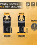 Badass Titanium Multitool Blades 22 Piece Kit Heavy Duty M42 Steel Oscillating Tool Blade Kit displaying two essential models for versatile cutting.