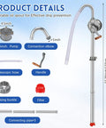 55 Gallon Drum Pump Heavy Duty Aluminum Manual Barrel Pump parts and dimensions for Easy Oil Transfer with Adjustable 5-55 Gal Drums