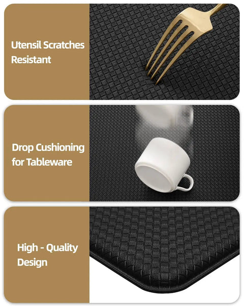 Anti Fatigue Kitchen Mat Set Of 2 Cushioned Foam Rubber Runner Mats with utensil scratch resistance and cushioning.