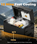 Kickass 34 Quart 12V Refrigerator Stays Bone Cold 24H Portable Car Fridge Total Game Changer For Weekend Rv Adventures Elevates 2 Liter Bottles Upright with fast cooling feature.