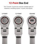 22 mm Long Fixed And Flex Head 12 Point Ratcheting Box End Wrench with Dual Head Design for Tight Spaces and Versatile Use