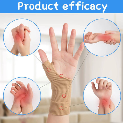 Product efficacy diagram for Thumb Arthritis Compression Gloves With Soft Gel Pads, 2 Pairs, Lightweight Wrist Support.