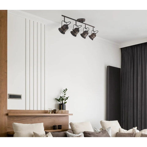 Boswell Vintage-Style Four-Light Indoor Track Light Kit In Oil Rubbed Bronze on living room ceiling