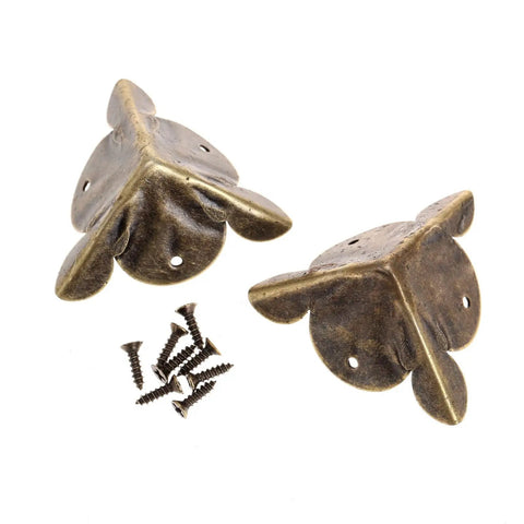 Solid Antique Bronze Corner Protectors, 12 Piece Heavy Duty Furniture Edge Guards, two corner brackets with screws.