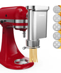 Heavy Duty Metal Pasta Press Attachment For KitchenAid Stand Mixer with five interchangeable plates and pasta shapes