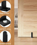 Four Pack Universal Black Closet Door Floor Guides With Screws For 1 3 8 Inch Thick Doors ABS Closet Track Guide For Sliding Cabinet Doors Keeps Panels Riding Smooth And Aligned On The Floor, shown with door.
