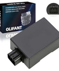 Front view of Ignition CDI Box Compatible With Sportsman 400 2005 2009 2014 HO 4x4 shown next to its packaging