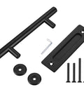 Heavy Duty Pull And Flush Door Handle Set In Matte Black For Sliding Barn Doors Fits Doors Up To Two And Three Eighths Inches And Built Tough