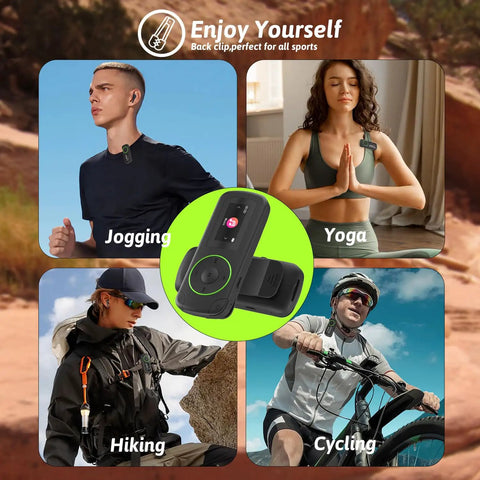 64GB Sport Clip On MP3 Player With Bluetooth 5.3 Ultra Light Mini Clip On Recorder for jogging, yoga, hiking, and cycling