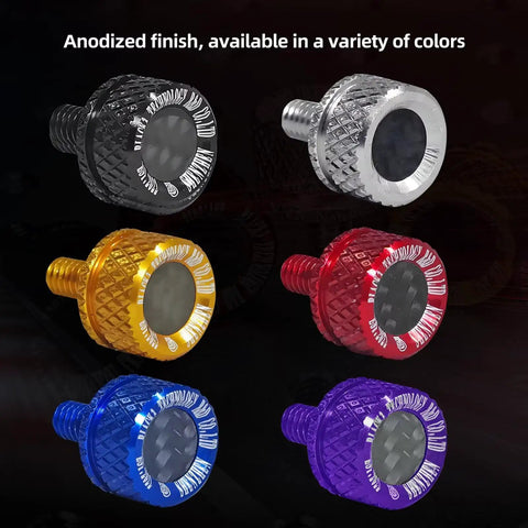 No Sweat Quick Swap Rear Seat Bolt Featuring Carbon Fiber Knob And Aircraft Grade Aluminum for motorcycle mods in six colors.