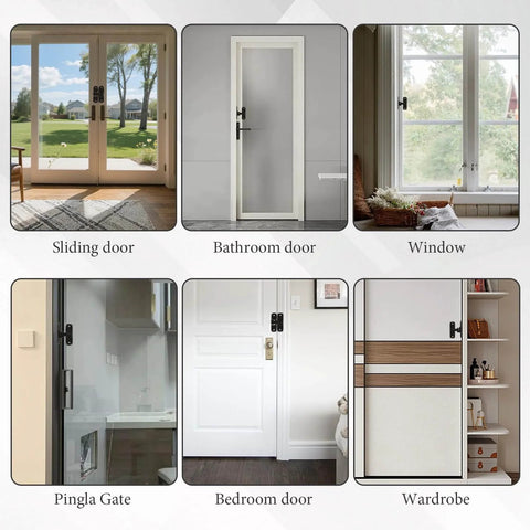 Two Pack Pocket Sliding Barn Door Lock Latch With 90 and 180 Degree Flip For Privacy Heavy Duty Alloy Hardware Weather Resistant on various doors